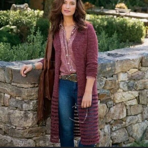 SOFT SURROUNDINGS Open Front Long Knit Cardigan DUSTER (sz L) - Picture 1 of 7